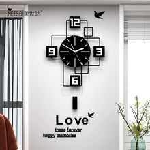 Load image into Gallery viewer, Square Silent Acrylic Large Pendulum Decorative Swing Wall Clock Modern Design Living Room Home Decoration Wall Watch Stickers
