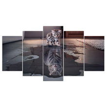 Load image into Gallery viewer, 5 piece canvas art abstract kitten and tiger Reflection
