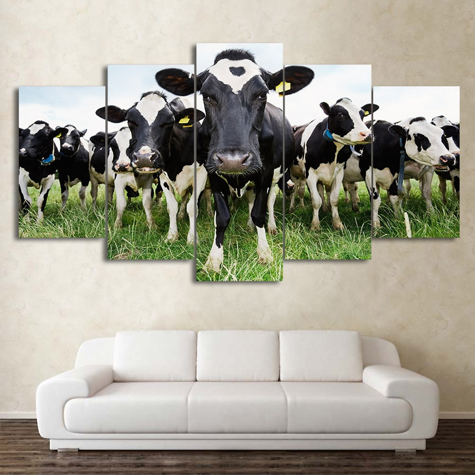 5 piece Milk Cow Canvas Art