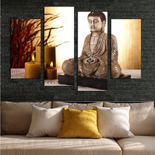 Load image into Gallery viewer, 4 Panel Buddhism Buddha Canvas Painting Antique Buda and candle picture Wall Art Home decoration for living room no frame F1853
