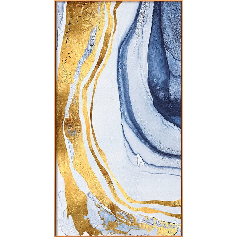 abstract Flowing Color golden canvas painting posters modern decor Hand Painted wall art pictures for living room bedroom aisle