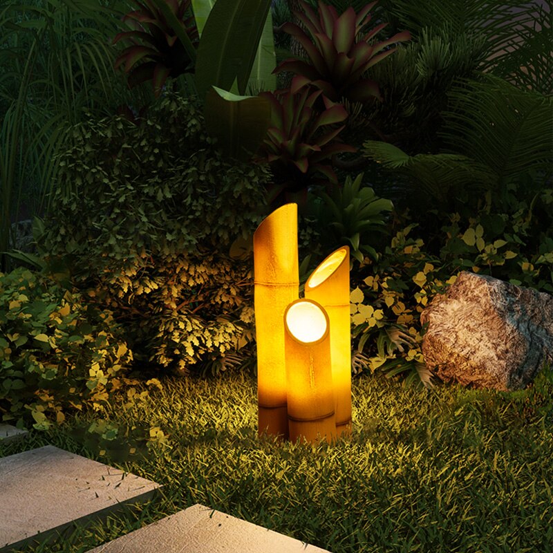 Outdoor Garden Lamp bamboo Shape for Garden yard villa Decoration IP65 Waterproof Resin bamboo Yard Garden Decor Sculptures