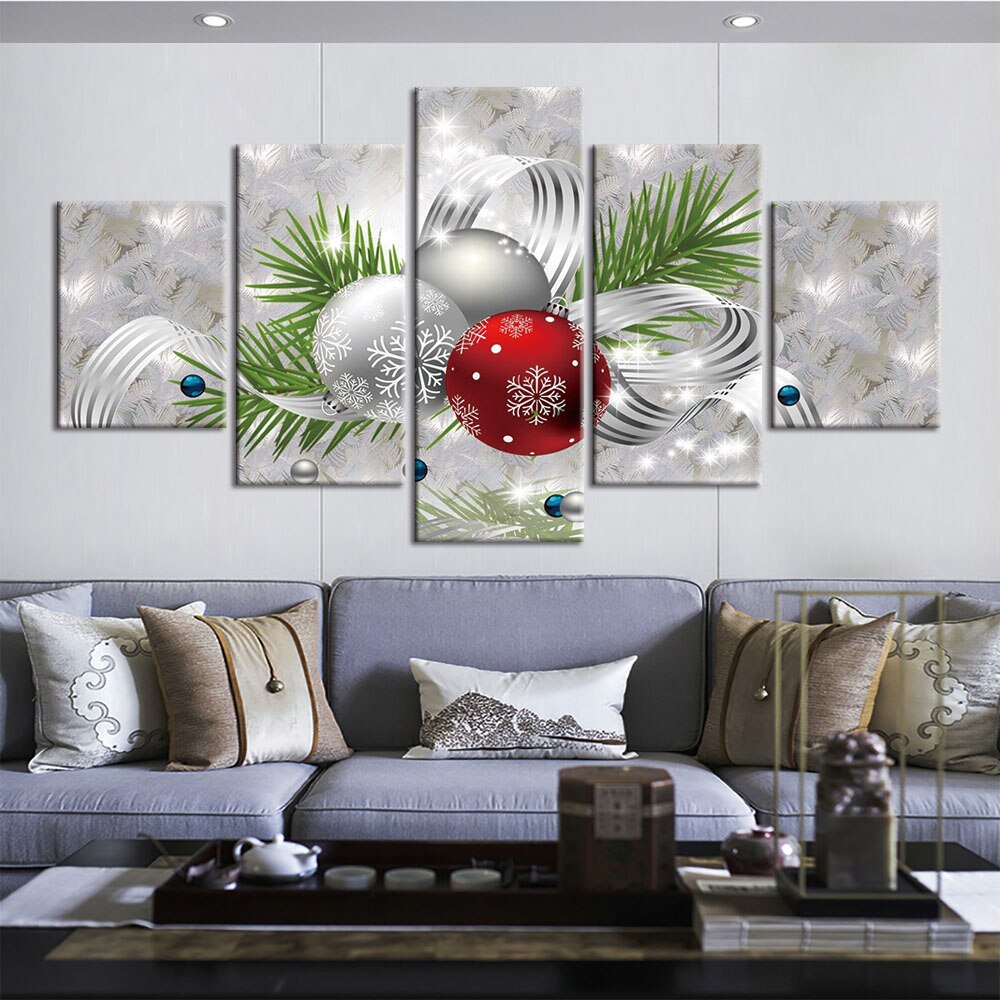 HD Print Painting Modular Pictures 5 Piece Christmas Xmas Holiday Cheer Frame Wall Art Poster Modern Home Decoration Canvas