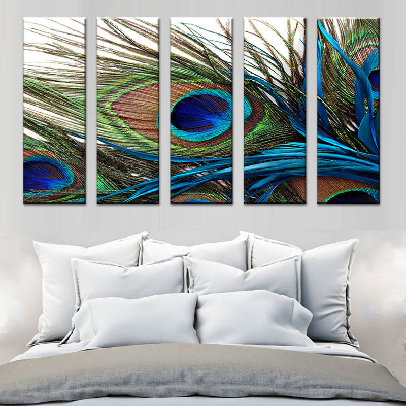 5 Pcs/Set  Peacock Feather Wall Art Top Home Decoration Modern Wall Painting Canvas Art Cheap Canvas Wall Art Picture