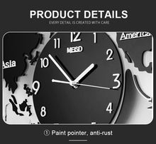 Load image into Gallery viewer, World Map Silent Acrylic Large Decorative Wall Clock
