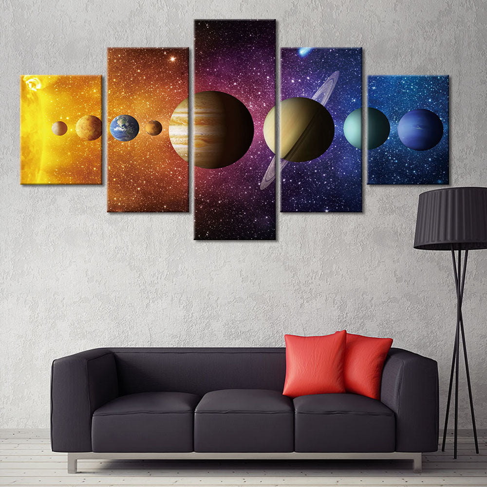 cool space  Poster Canvas Painting Wall Art Pictures Frame Decor 5 Piece Home Décor