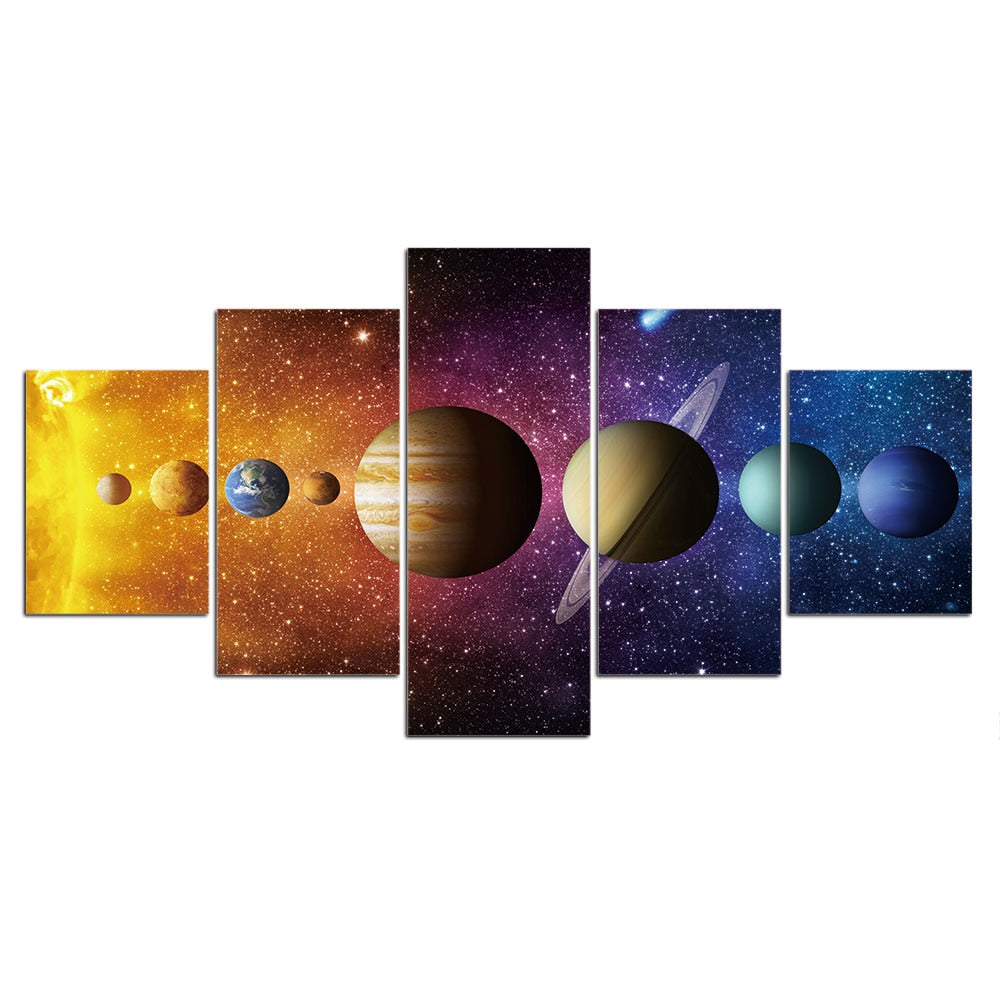 cool space  Poster Canvas Painting Wall Art Pictures Frame Decor 5 Piece Home Décor