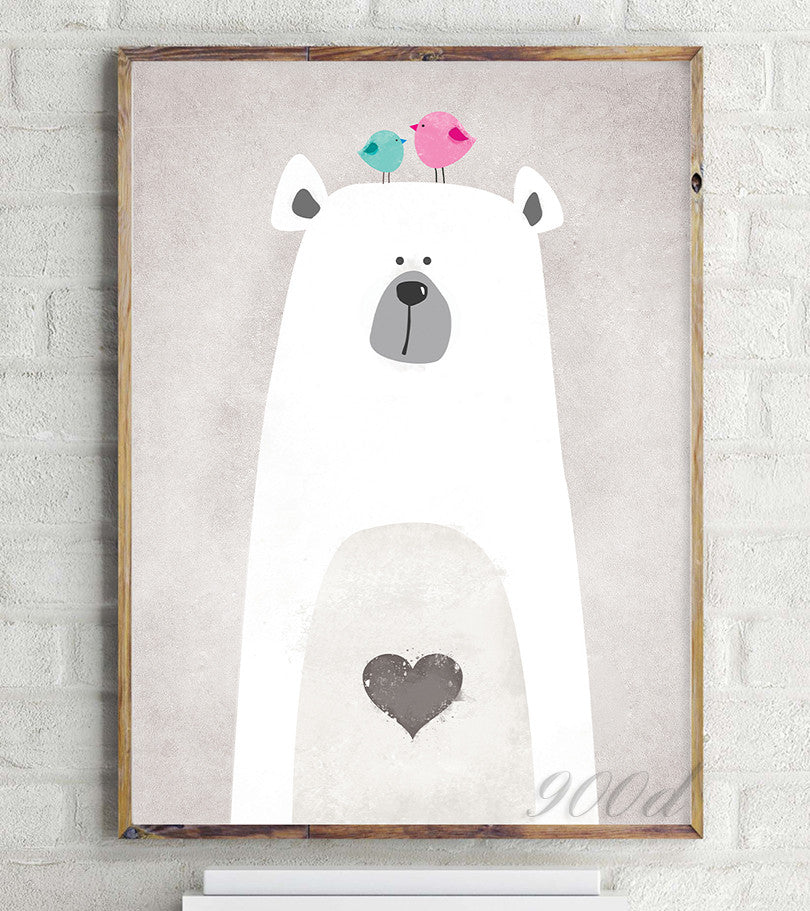 Cartoon Cute Polar Bear Canvas Art Print Painting Poster,  Wall Picture for Home Decoration,  Wall Decor FA400-4