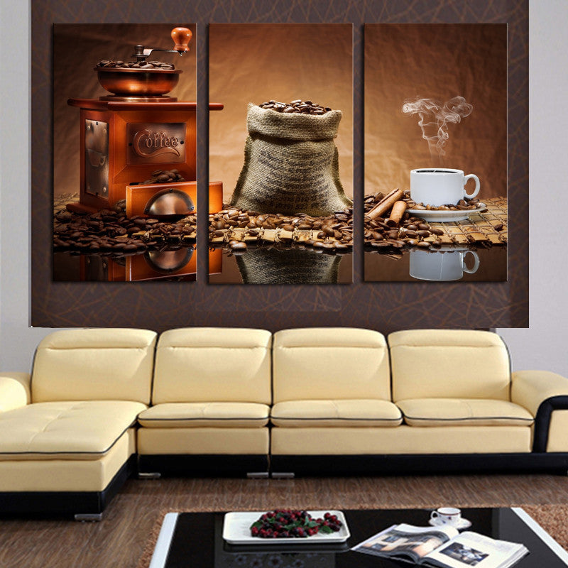 3 Pcs( No frame) Coffee Large HD Wall Art PictureTop-rated Canvas Print Painting For Living Room Decoration Home Picture
