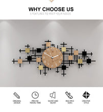 Load image into Gallery viewer, Oversized Wooden Grain Silent Acrylic Large Decorative Wall Clock Modern Design Decor Watch Living Room Home Decoration Sticker
