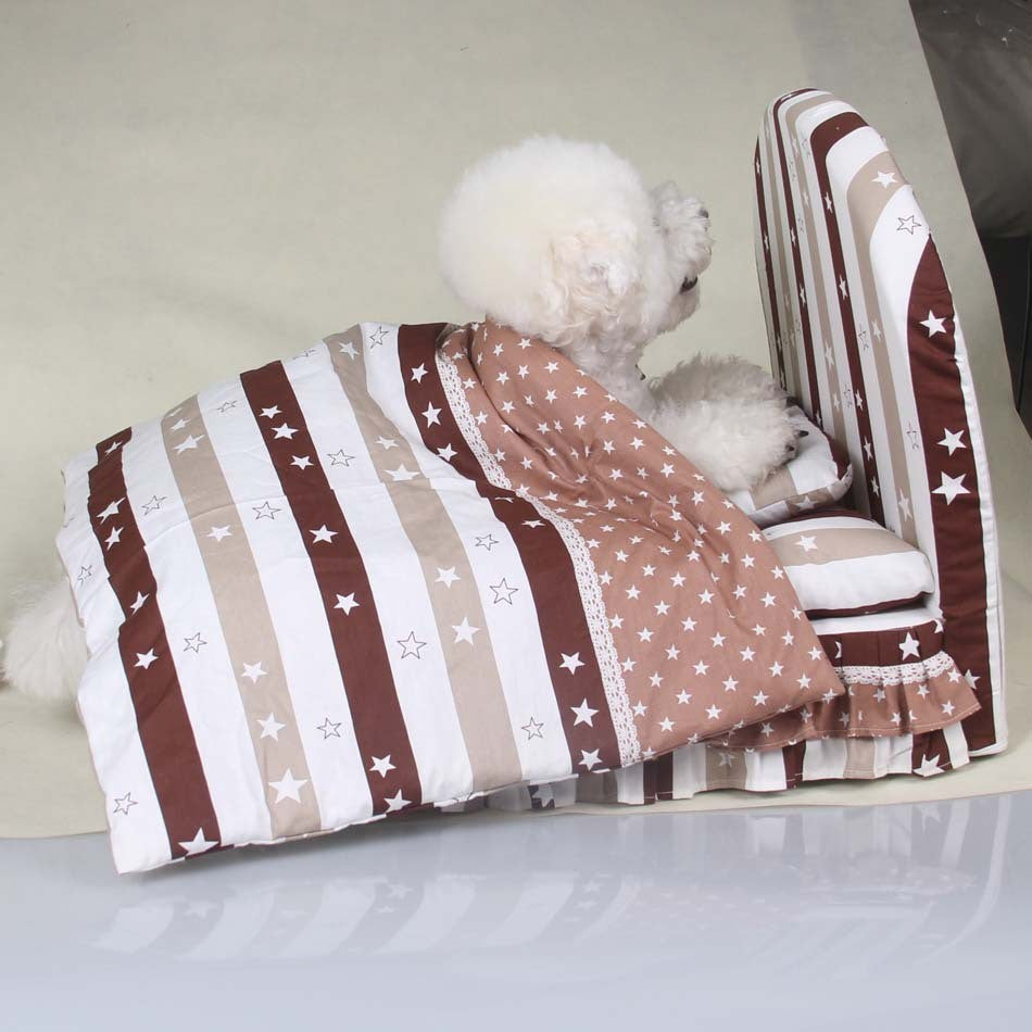 Washable 3 pieces big lage dog bed house set pet cat luxury Princess sofa Bed kennel for small dog  (Pet bed + pillow + blanket)