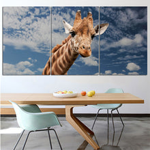 Load image into Gallery viewer, Mordern Animal Oil Painting Deer Giraffe Wall Art Poster and Print Home Decor Canvas Pictures for Living Room No Frame 3 Pieces

