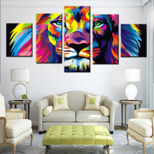 Load image into Gallery viewer, 5 Panel Original Animal Canvas Painting Pictures Art Print On The Canvas, Wall Decor, Home Wall Art ,Colorful Lion King Unframed
