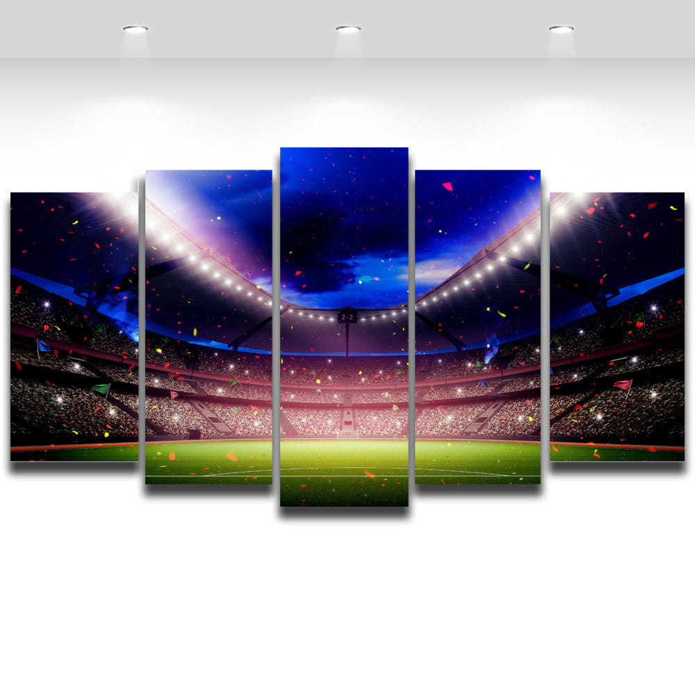 5 Panel Football Playground World Cup Picture Painting for Living Room Soccer Fan Home Decor Wall Art Canvas Prints Unframed