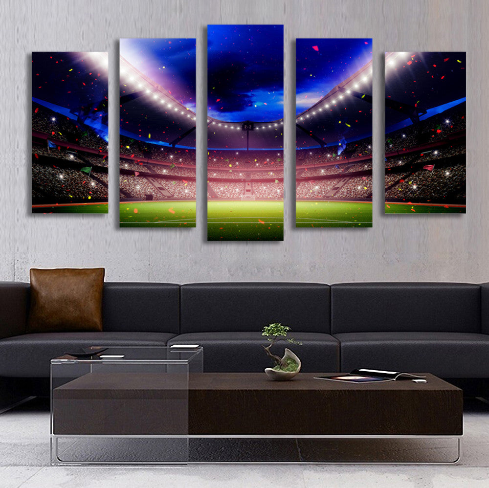 5 Panel Football Playground World Cup Picture Painting for Living Room Soccer Fan Home Decor Wall Art Canvas Prints Unframed