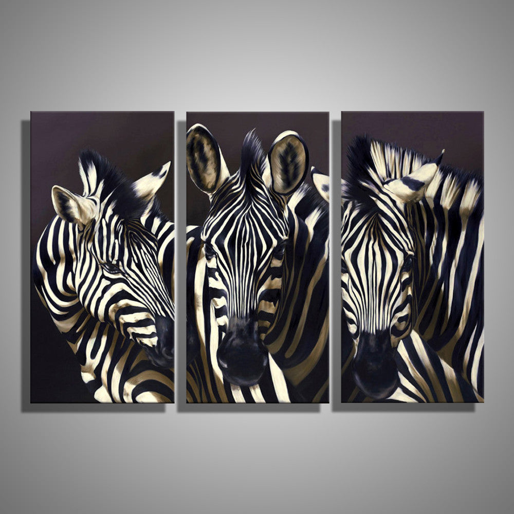 Oil Painting Canvas Vivid Zebra Fashion Wall Art Decoration Home Decor On Canvas Modern Wall Art For Living Room (3PCS)