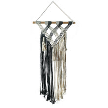 Load image into Gallery viewer, White Black Macrame Wall Hanging Boho

