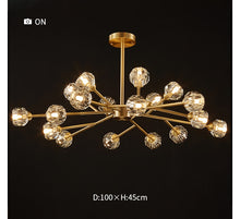 Load image into Gallery viewer, Postmodern crystal chandelier all copper light luxury simple living room lamp dining room bedroom household personalized lamps
