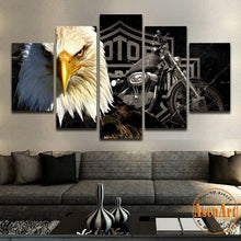 Load image into Gallery viewer, 5 Panel Canvas Art Eagle Motorcycle Painting for Living Room Modern Home Decoration Wall Art Canvas Prints Wall Picture Unframed
