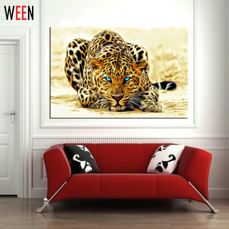 Modern DIY Painting by Numbers Leopard Picture Home Wall Art Canvas Decor Frameless Abstract Painting Cuadros Decoracion