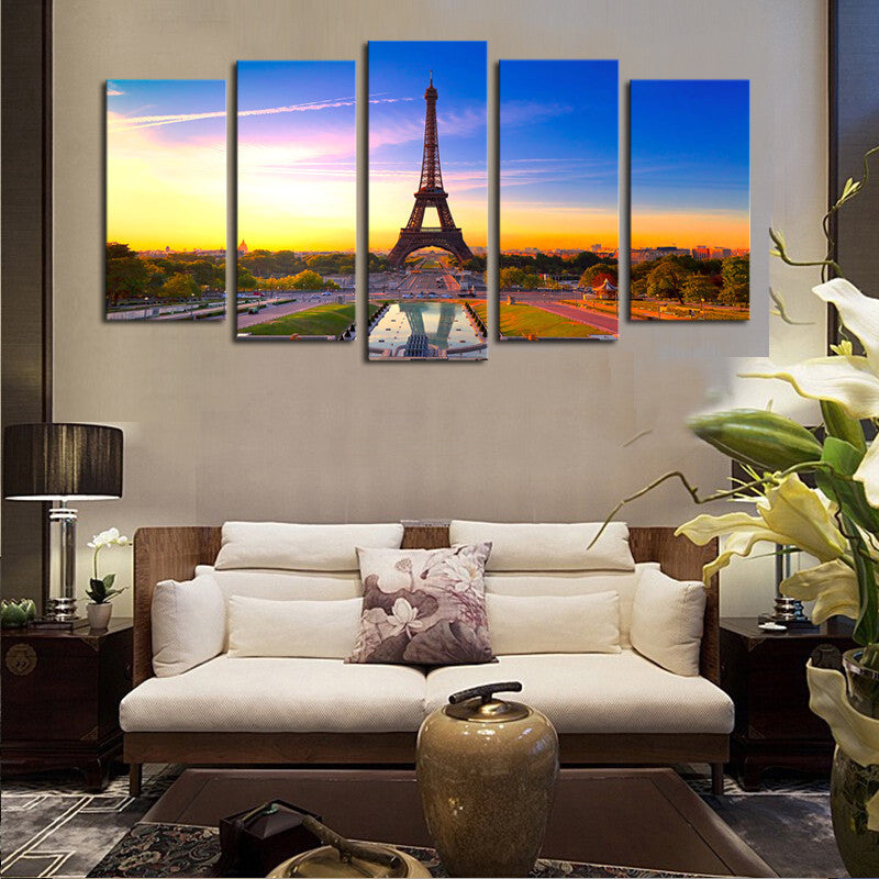 Unframed 5 panels Eiffel Tower Modern Home Wall Decor Painting Canvas ...