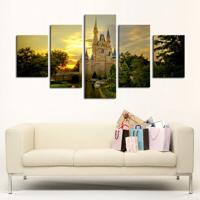 (No Frame) 5 Panels Living Room Bedroom Modern Home Decoration The European Construction Picture Print On Canvas,Wall  Painting