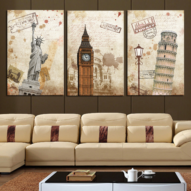 3 Pcs(No Frame) Wall Art Modern The City Landscape HD Picture Home Decoration Living Room Canvas Print Painting Canvas Picture