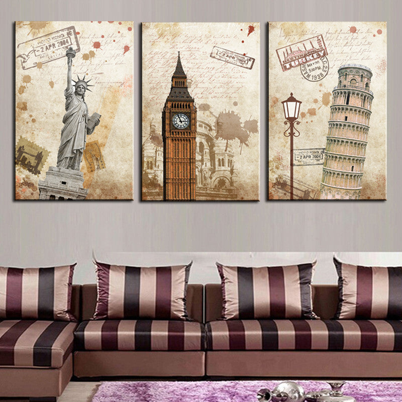 3 Pcs(No Frame) Wall Art Modern The City Landscape HD Picture Home Decoration Living Room Canvas Print Painting Canvas Picture