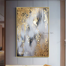 Load image into Gallery viewer, Gold Abstract Hand painted canvas painting wall art pictures for living room home hallway wall decor gold texture quadro decor
