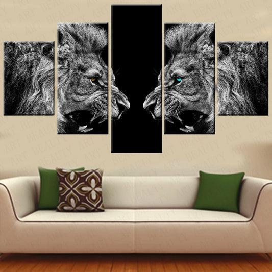 5 Pieces Roaring Lions Canvas Painting Decoration Picture Print Poster Wall Art Decorative Painting Unframed