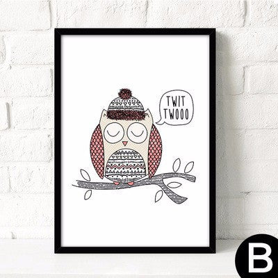 Black and White owl Aniamls Quote Modern Poster Canvas Printings Wall Canvas Art Prints Wall Pictures for Living Room no frame