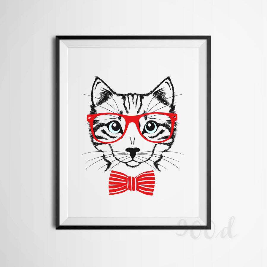 Vintage Cartoon Cat  Canvas Art Print Painting Poster,  Wall Pictures for Home Decoration,  FA297