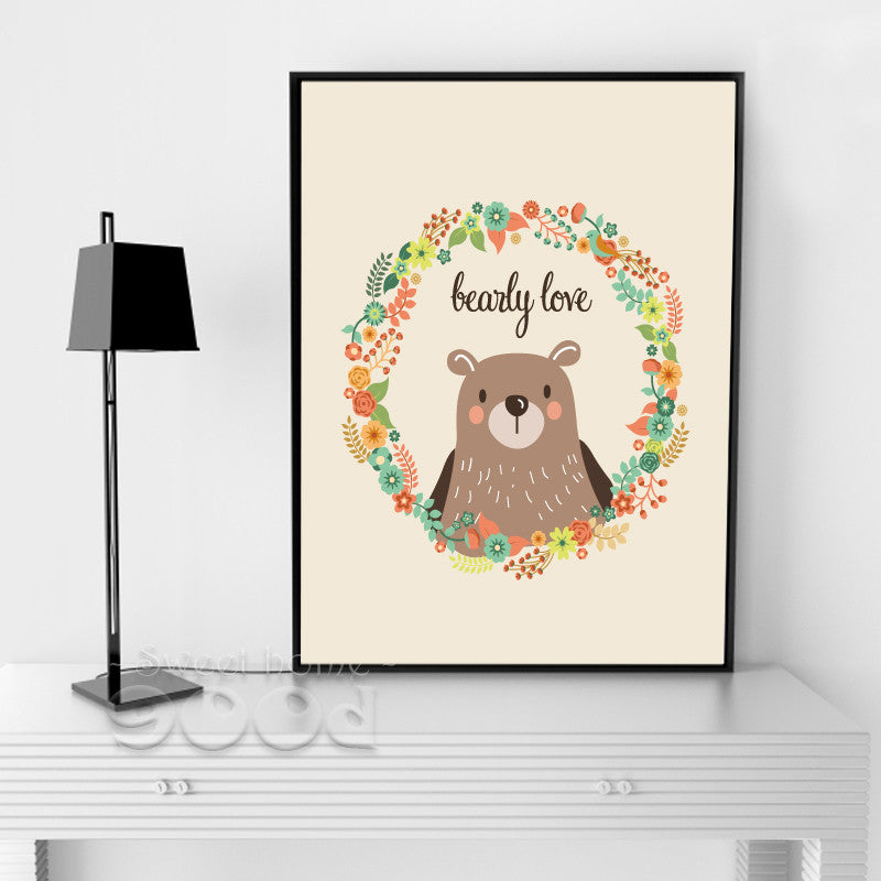 Cartoon Bear Canvas Art Print Painting Poster, Wall Pictures for Home Decoration, Wall Decor FA238-3