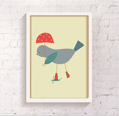 Cartoon Bird Canvas Art Print Poster, Wall Pictures For Room Home Decoration Print On Canvas, Frame not include 122