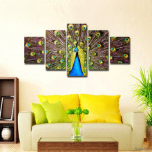 Load image into Gallery viewer, 5 Panel Beautiful Peacock Painting Canvas Painting Modern Print Wall Art Picture Living Room Bedroom Home Decoration
