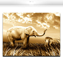 Load image into Gallery viewer, African Elephant Mon and Baby Modern Animal Painting Canvas Print  for Home Living Room Office Hotel Wall Art Decor
