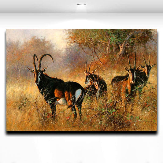 African Antelope Picture Animal Painting Printed on Canvas Modern Artwork Mural Art for Home Living Office Wall Decor
