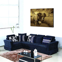 Load image into Gallery viewer, Elephant Family Animal Painting Modern Artworks Mural Art Canvas Printing for Home Office Wall Decor
