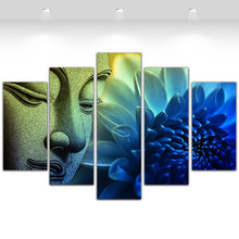 Load image into Gallery viewer, 5 Pieces Wall Picture Buddha Painting Flower Canvas Wall Art Picture Home Decoration Canvas Print Artwork Unframed
