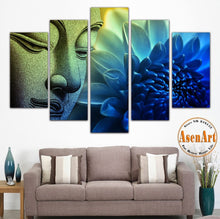 Load image into Gallery viewer, 5 Pieces Wall Picture Buddha Painting Flower Canvas Wall Art Picture Home Decoration Canvas Print Artwork Unframed

