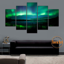 Load image into Gallery viewer, 5 Panel Aurora Borealis Painting Beautiful Landscape Scenery Wall Art Canvas Prints Unframed
