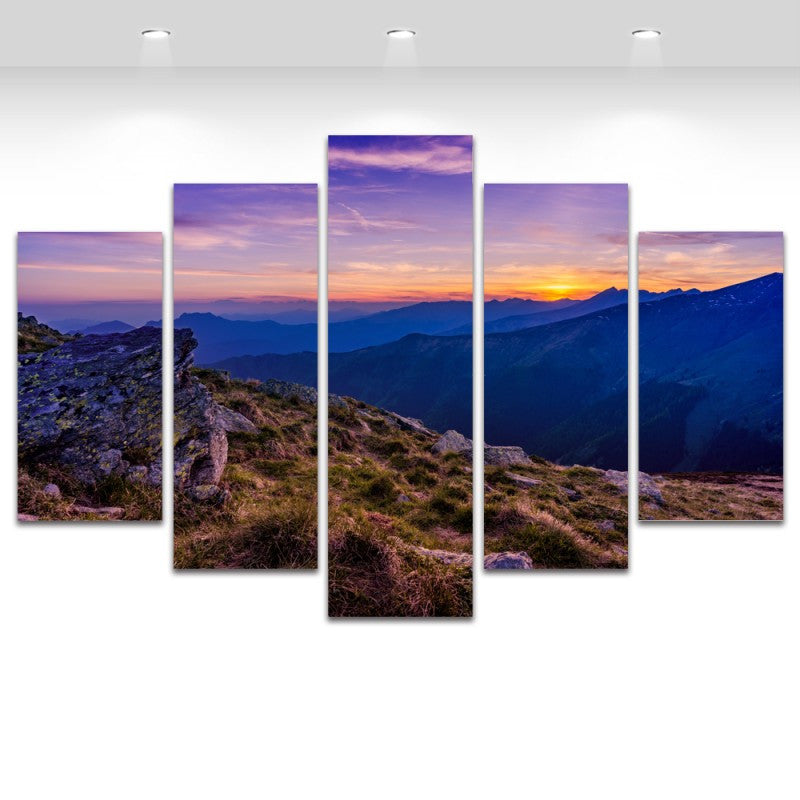 5 Panel Modern Printed Canvas Art Mountain Flower Seascape Landscape Painting for Living Room Home Decoration Unframed