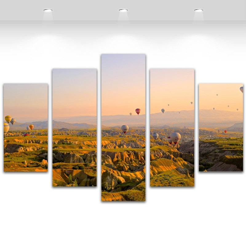 5 Panel Modern Printed Canvas Art Mountain Flower Seascape Landscape Painting for Living Room Home Decoration Unframed