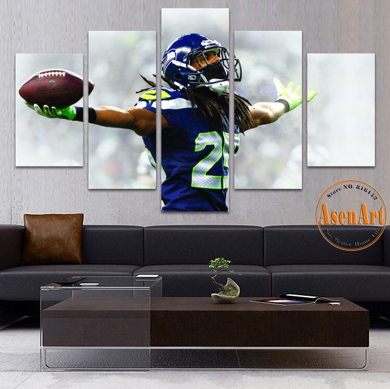 5 Pieces Canvas Art American Football Player Painting for Living Room Home Decoration Wall Pictures Canvas Prints Unframed