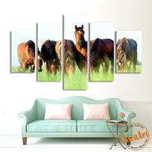 Load image into Gallery viewer, 5 Panel Grasslands Animal Painting Horses Painting Home Decoration Wall Art Canvas Prints Picture for Living Room No Frame
