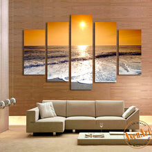 Load image into Gallery viewer, 5 Panel Seaside Painting Sunset Painting Wall Art Canvas Prints Picture for Living Room Unframed Modern Home Decor
