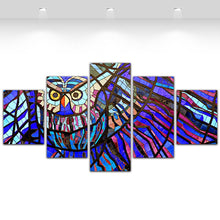 Load image into Gallery viewer, 5 Panel Modern Printed Canvas Painting Colorful Owl Pictures for Living Room Home Decoration Wall Art Unframed
