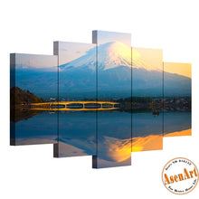 Load image into Gallery viewer, 5 Piece Wall Art Snow Mountain Lake Sunset Landscape Painting Canvas Print Home Decoration Picture for Living Room Frameless
