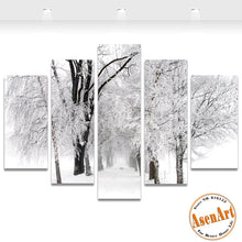 Load image into Gallery viewer, 5 Panel Wall Art Winter Snow Paintings Modern Tree Painting Picture for Living Room Wall Decor Canvas Prints Artwork Unframed
