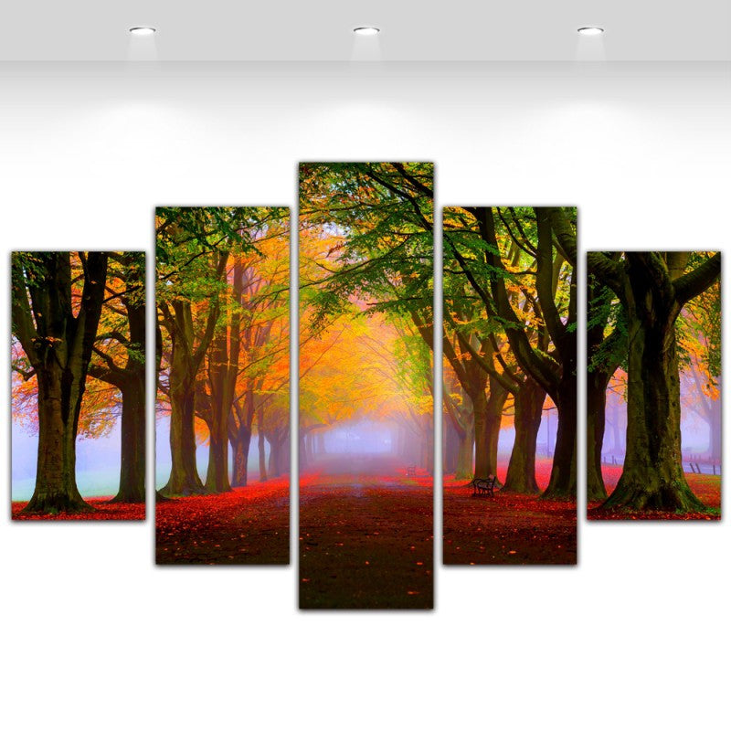 5 Panel Modern Printed Canvas Art Flower Tree City Night Landscape Seascape Painting for Living Room Home Decoration Unframed